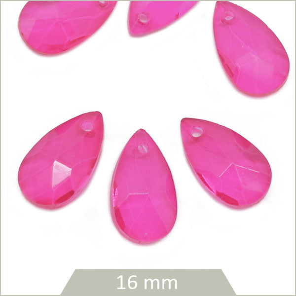6 breloques gouttes en verre rose