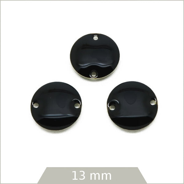6 connecteurs effet émaillé ronds 13mm, noir