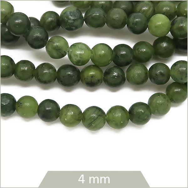 Env. 80 perles rondes en Jade de Chine, 4 mm