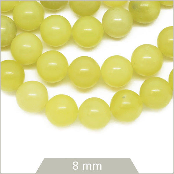 Env. 45 perles rondes en Jade citron, 8 mm