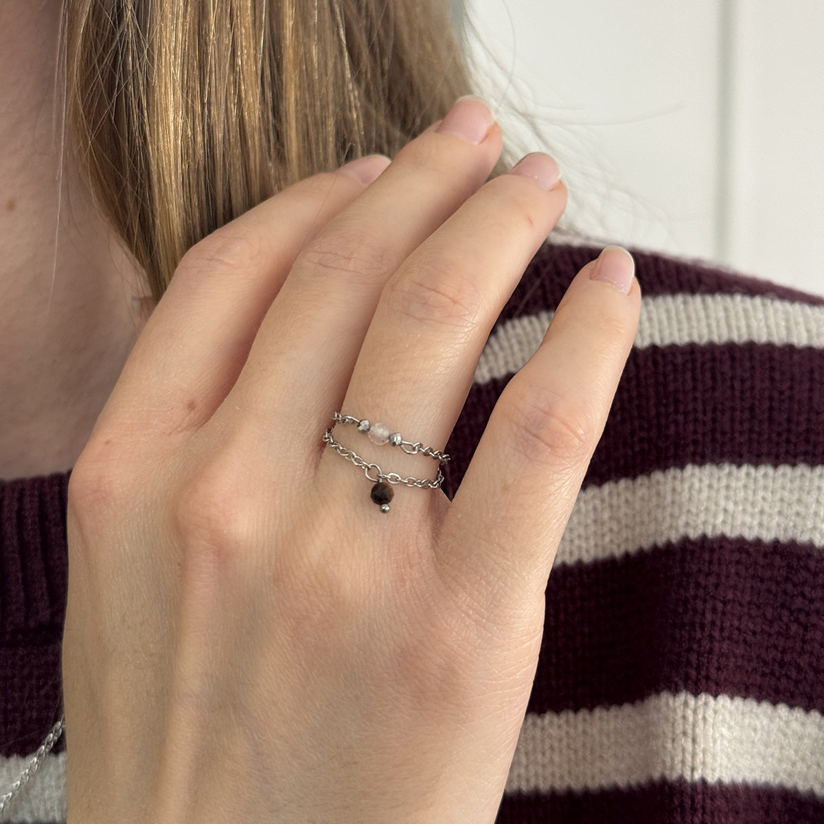 1m de chaîne ovale en acier argent 1,5 mm, chaîne forçat