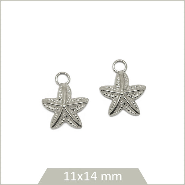 2 breloques étoile de mer en acier inoxydable 304