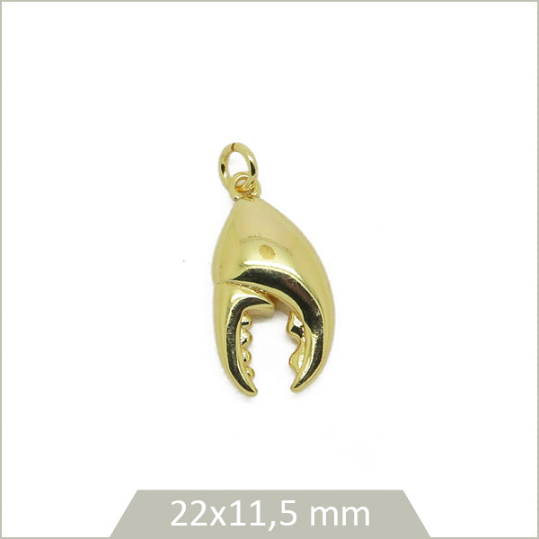 1 breloque pince de crabe en laiton plaqué or 18k