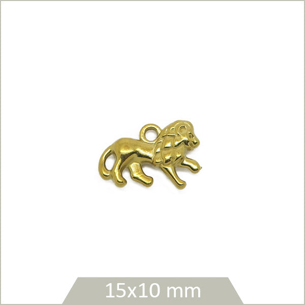 1 breloque lion en acier inoxydable doré 304