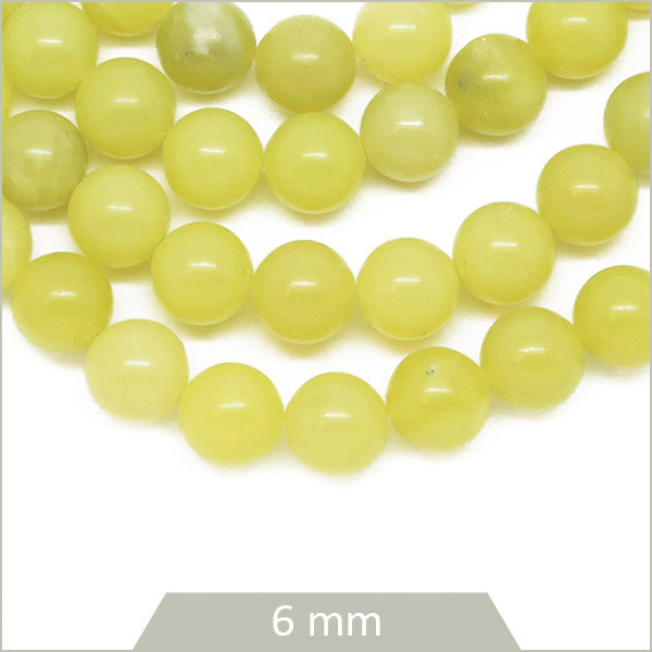 Env. 60 perles rondes en Jade citron, 6 mm