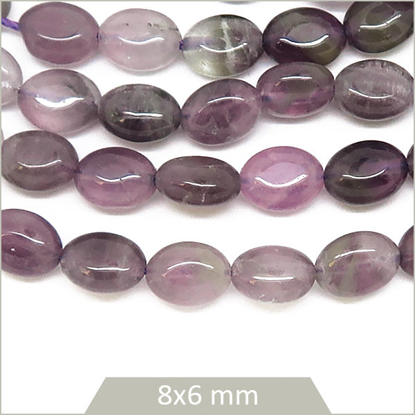 Env. 45 perles ovales en Améthyste, 8x6 mm
