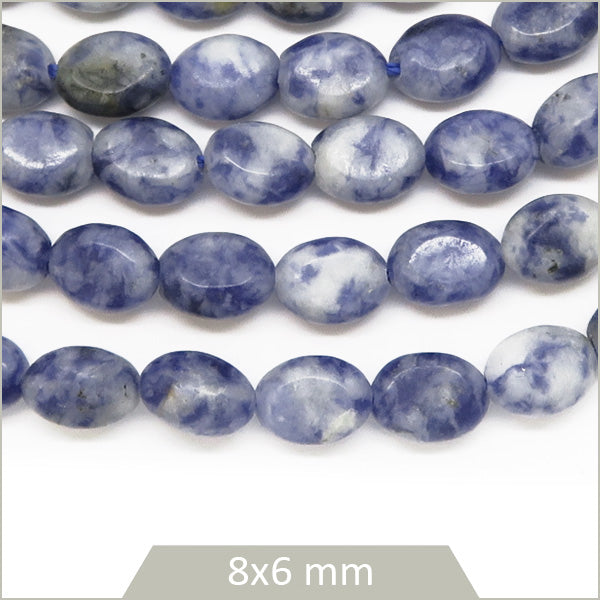 Env. 45 perles ovales en Sodalite, 8x6 mm