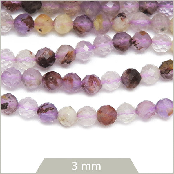 Env. 120 perles facettées en Améthyste fantôme, 3 mm