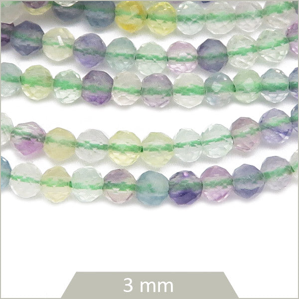 Env. 120 perles facettées en Fluorite, 3 mm