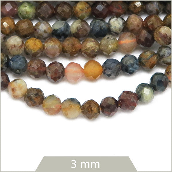 Env. 120 perles facettées en Pietersite, 3 mm