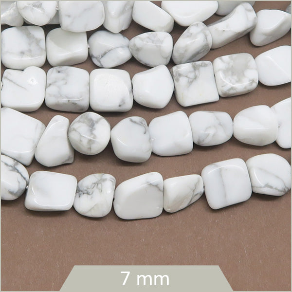 40 cm de perles galets en Howlite, calibre 7 mm env.
