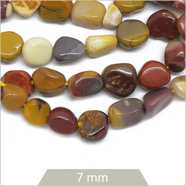 40 cm de perles galets en Mookaïte, calibre 7 mm env.