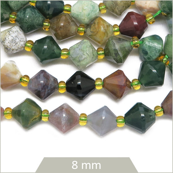 Env. 35 perles toupies en Agate indienne, 8 mm