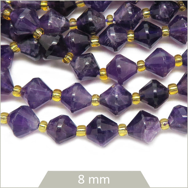 Env. 35 perles toupies en Améthyste, 8 mm