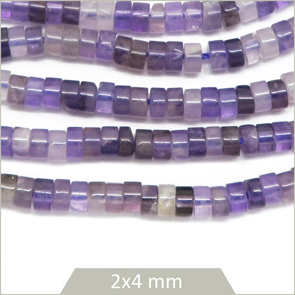 Env. 160 perles heishi en Améthyste, 4mm
