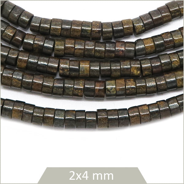 Env. 160 perles heishi en Bronzite, 4mm