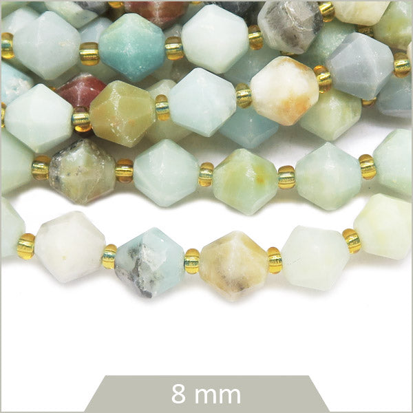 Env. 35 perles toupies en Amazonite, 8 mm