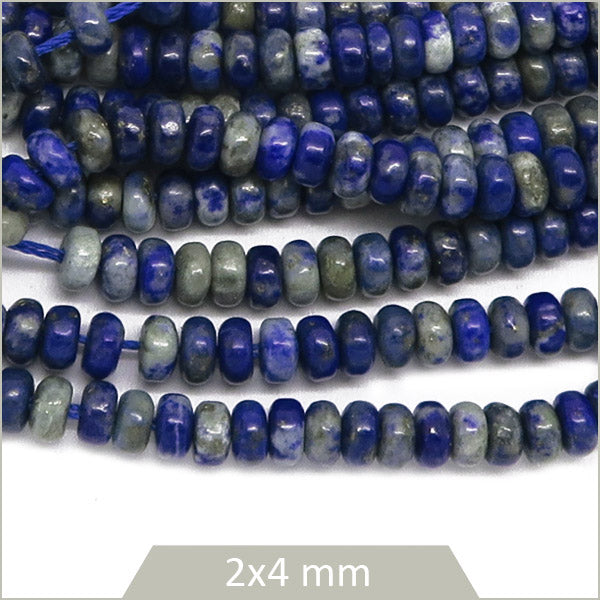 Env. 160 perles soucoupes en Lapis Lazuli, 4 mm