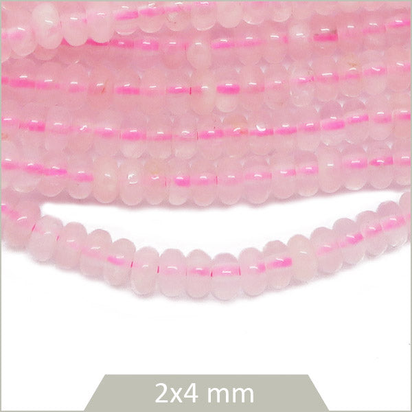 Env. 160 perles soucoupes en Quartz rose, 4 mm