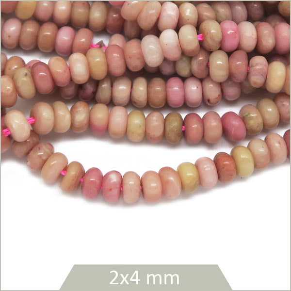 Env. 160 perles soucoupes en Rhodonite, 4 mm