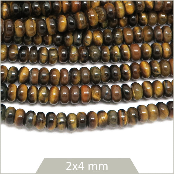 Env. 160 perles soucoupes Œil de tigre, 4 mm