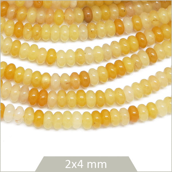 Env. 160 perles soucoupes en Topaze jaune, 4 mm