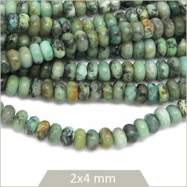 Env. 160 perles soucoupes en Turquoise africaine, 4 mm