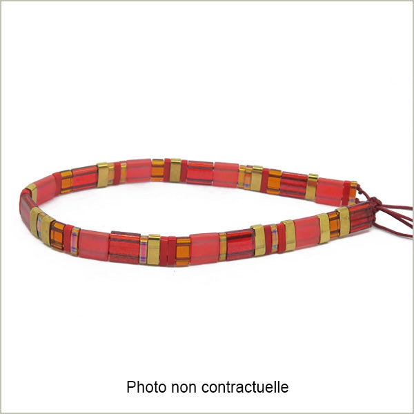 6g de mix de perles Tila rouge et OR