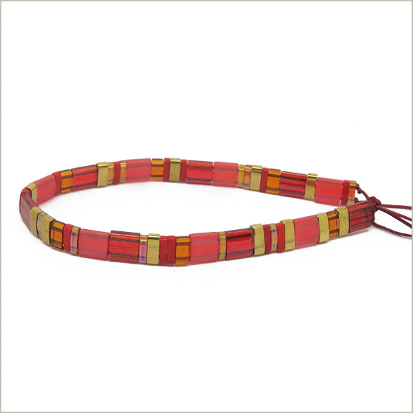 6g de mix de perles Tila rouge et OR