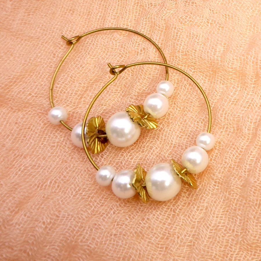 DIY créoles perles verre nacrées
