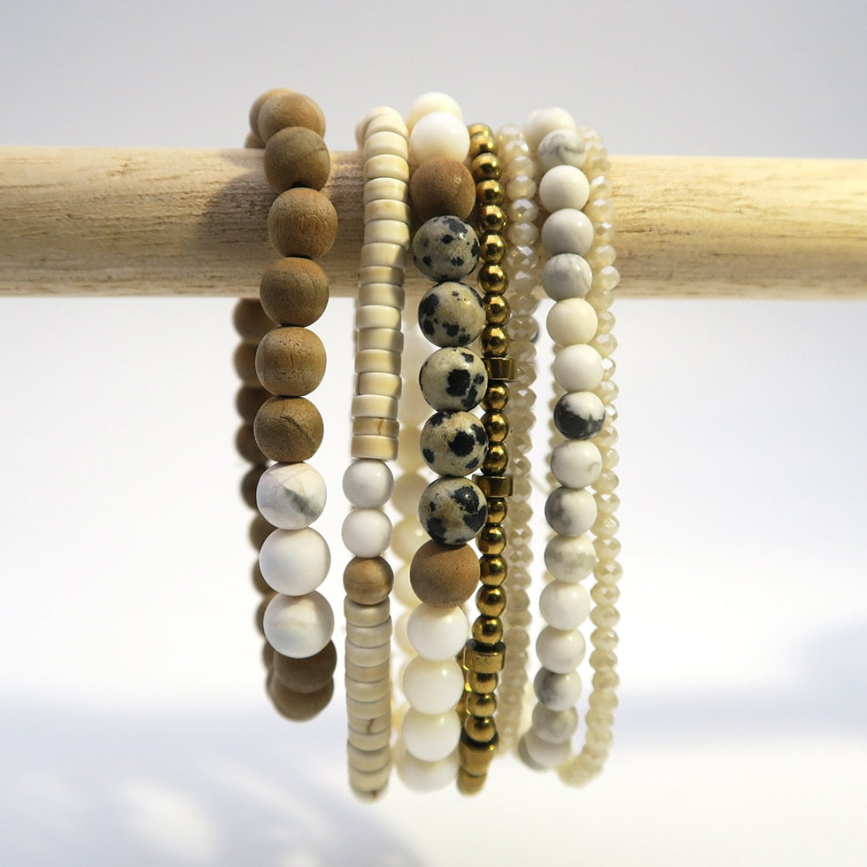 Idée mix de bracelets nacre et blanc
