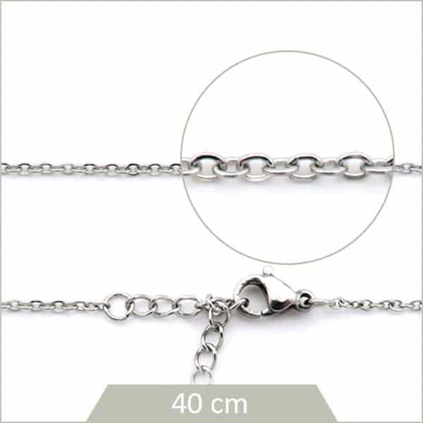 Collier Coeur Double Acier Argenté Avec Chaîne à Maillons Ovales - Neuf Avec étiquettes