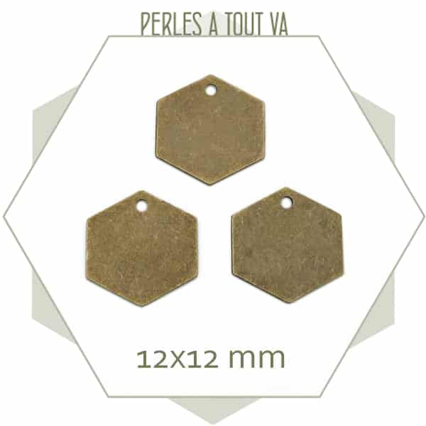 vente breloque hexagone bronze