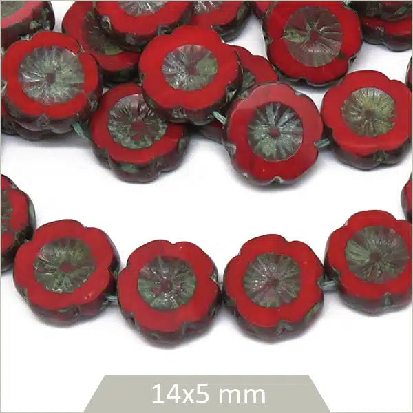 Fournisseur perles tcheques fleur rouge