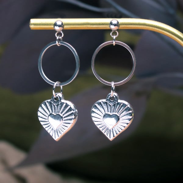 Orecchini A Cuore Donna – Clou In Acciaio Inox Con Strass E Pietra Centrale – Ipoallergenici, Argento E Oro, Bijoux Moda