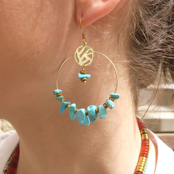 DIY boucles d'oreilles turquoise
