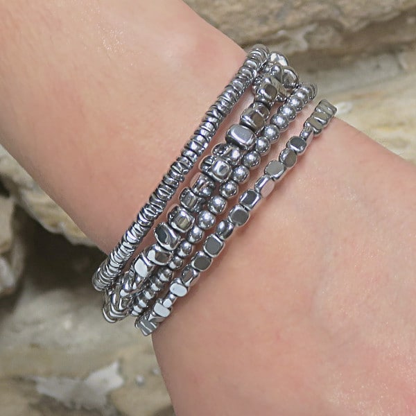 DIY bracelet argent perles hematite