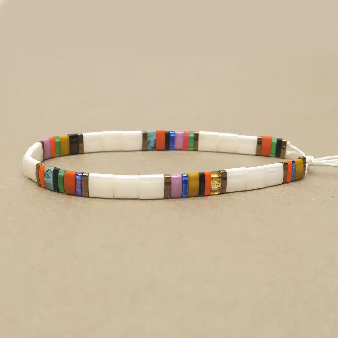 Création bracelet perles miyuki tila blanc