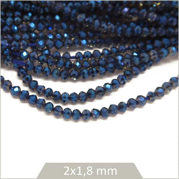 Perles de verre donut couleur bleu