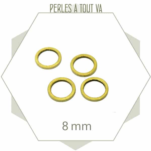20 anneaux fermés cercle 8 mm laiton brut doré