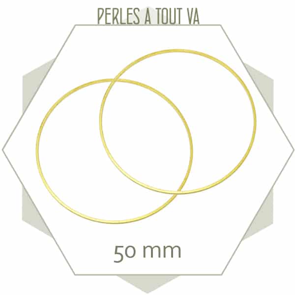 12 anneaux fermés cercle 50 mm laiton brut doré