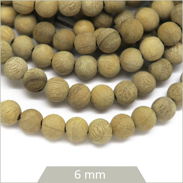 68 perles rondes de bois flotté, 6 mm
