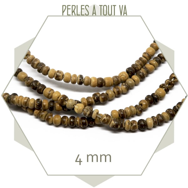 Rang 40 cm de perles de coco 4mm (environ 130 p.)