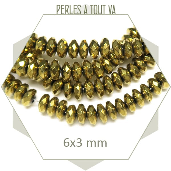 Perles soucoupes en hématite dorées