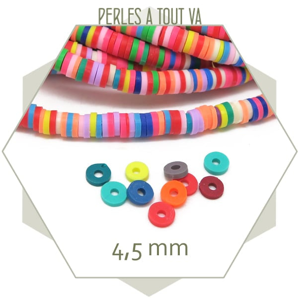 Perles rondelles Heishi multicolore