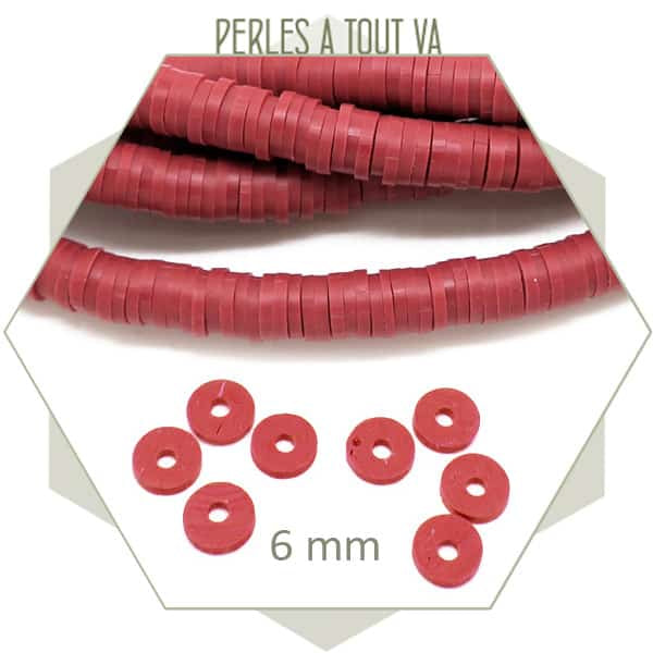 grossiste perles heishi rouge