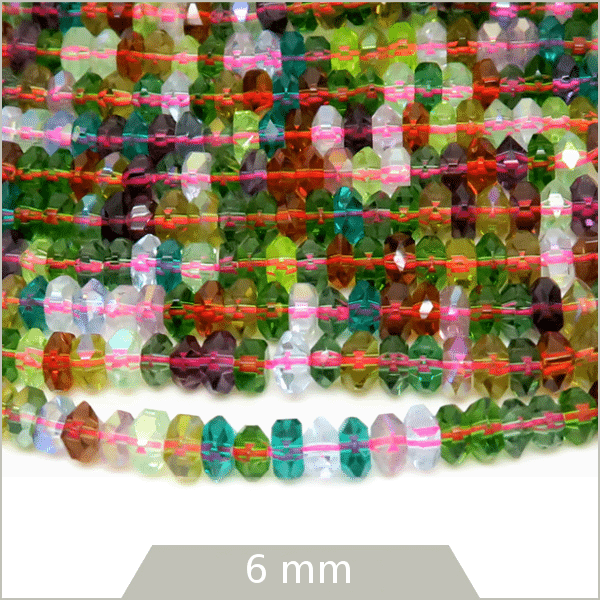 perles rondelles multicolores en verre