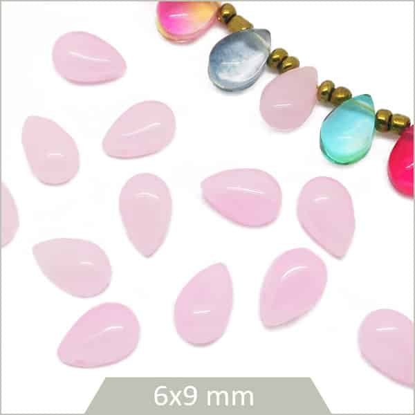 20 perles goutte en verre 6x9mm, rose poudré