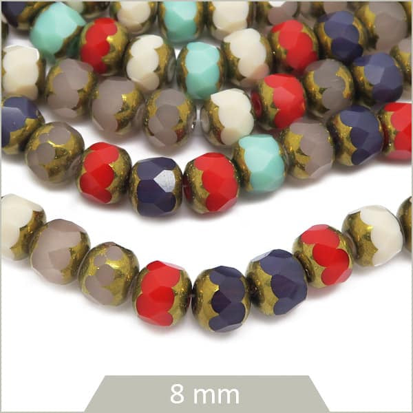 Perles à facettes multicolore en verre