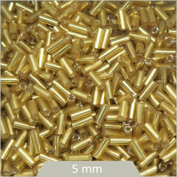 40 g de perles tubes en verre couleur dorée 2x5 mm